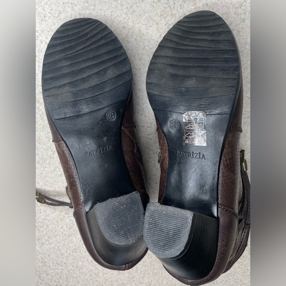 Patrizia Winona Brown Heeled Ankle Leather Boots Tassel Size 38 (7.5) - Picture 6 of 12